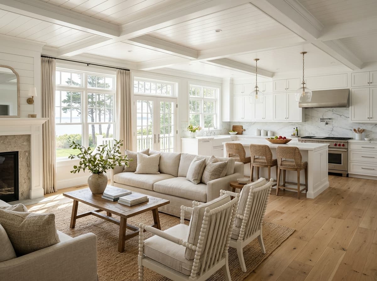Pristine coastal luxury Cape Cod home interior cleaned by Five Star Cleaning